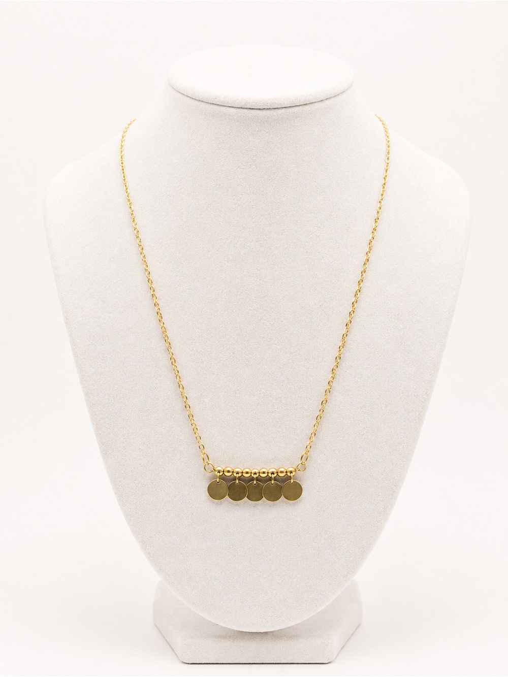 Delicate Gold Disc Bar Necklace for Women